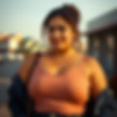 Creative styling of plus size camis in an outfit