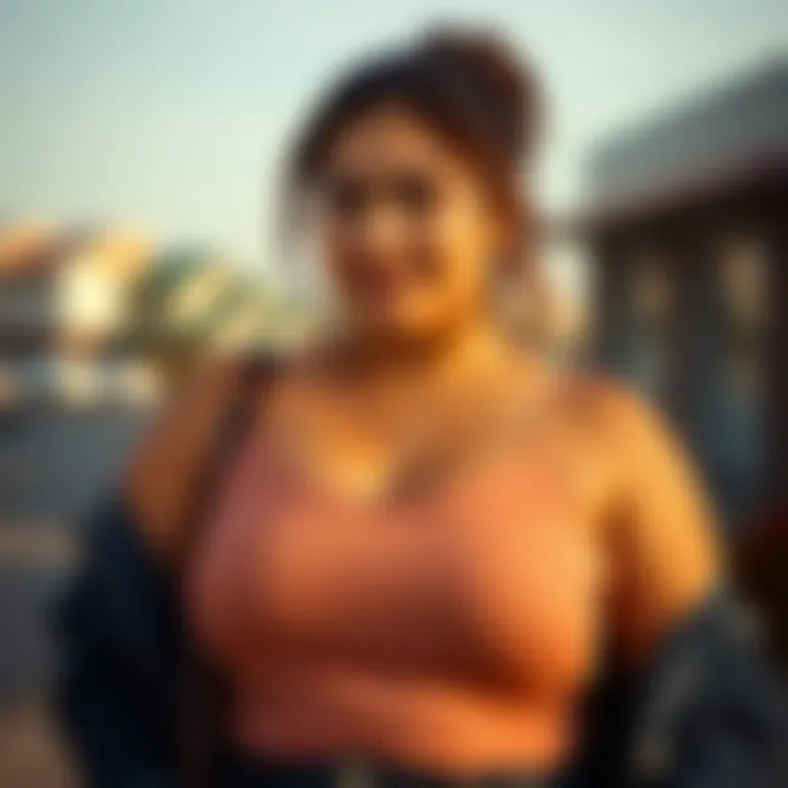 Creative styling of plus size camis in an outfit