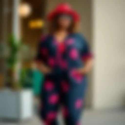 Stylish plus size casual set featuring a vibrant print.