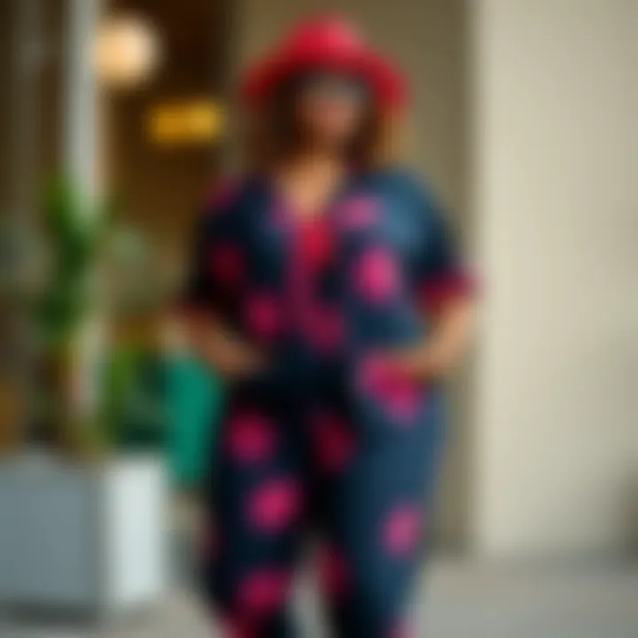 Stylish plus size casual set featuring a vibrant print.