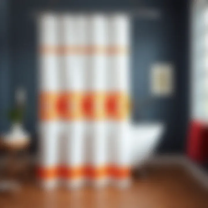 Stylish queen shower curtain set featuring vibrant colors