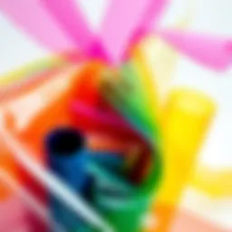 Vibrant rainbow cling film showcased in an artistic arrangement