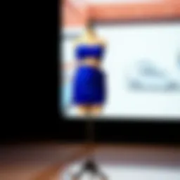 Elegant royal blue 2 piece skirt set showcased on a mannequin