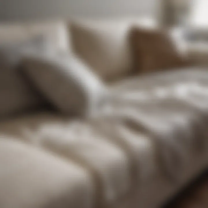 Variety of materials used for sectional couch throw covers displayed