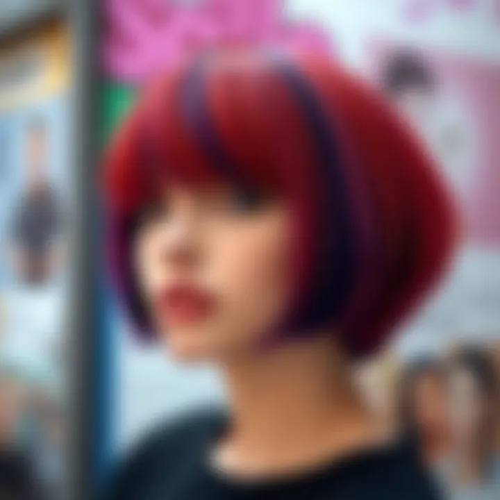 Trendy color options for short bob wigs with bangs displayed creatively.