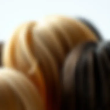 Close-up of various bob wig materials highlighting texture and quality.