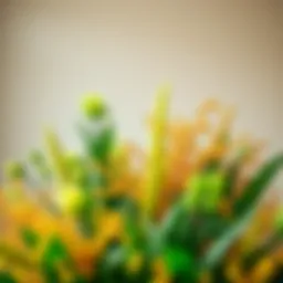 A vibrant arrangement of green and gold vase fillers representing St. Patrick's Day