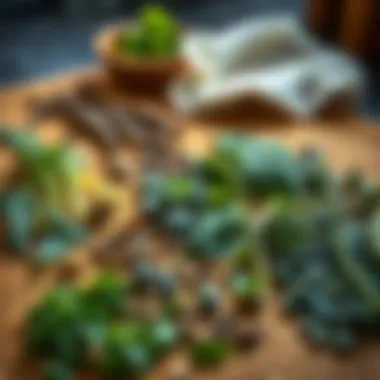 An assortment of culinary herbs laid out on a sunflower drying mat for preservation