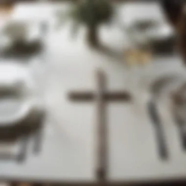 Aesthetic placement of tabletop crosses on a dining table