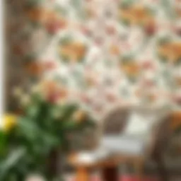 Elegant arrangement of farmhouse floral wallpaper