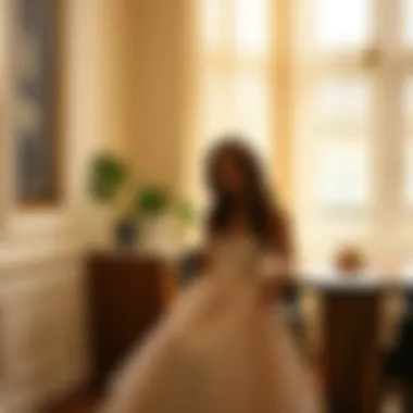 Modern interpretation of a French romantic dress in a contemporary setting