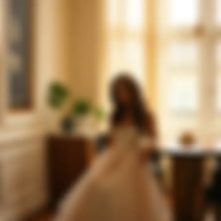 Modern interpretation of a French romantic dress in a contemporary setting