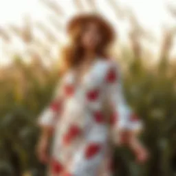 Elegant boho dress adorned with floral patterns