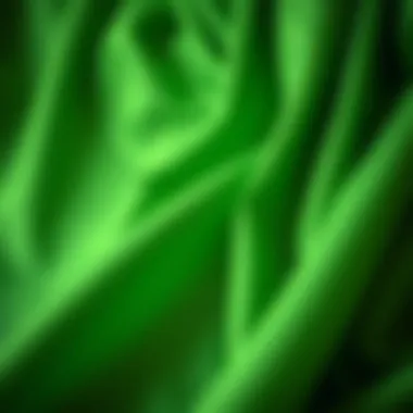 Luxurious Fabrics of Green Nightgowns A close-up of luxurious green fabric showcasing intricate details