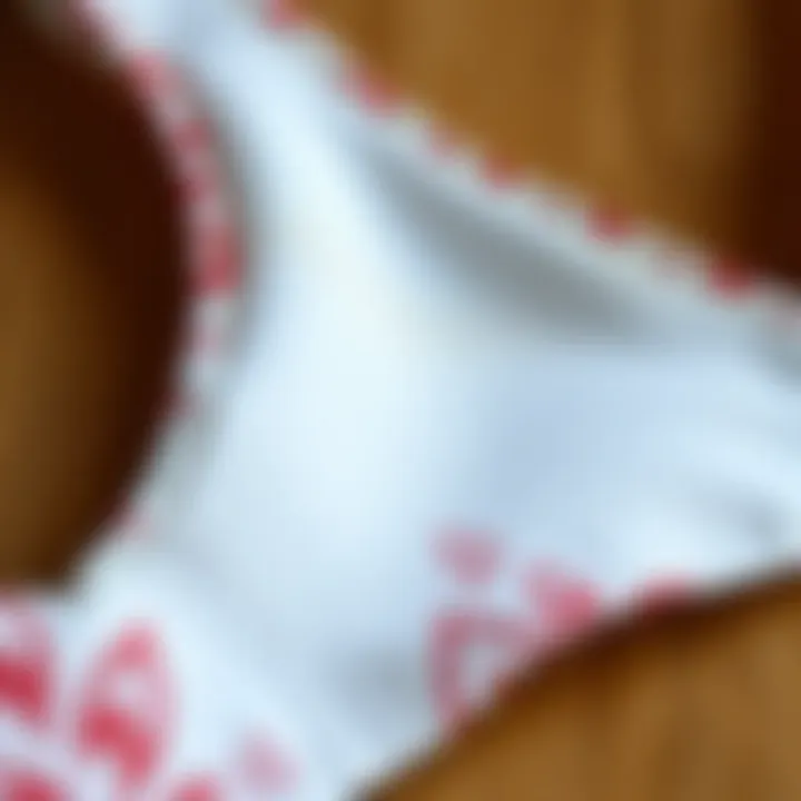 Close-up of tankini fabric showcasing texture and pattern designs