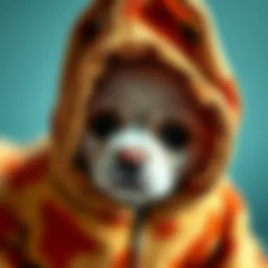 Close-up of the unique fabric texture used in frog hoodies for dogs