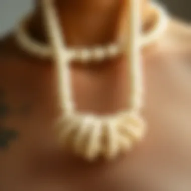 A beautifully knotted pearl necklace showcasing intricate craftsmanship