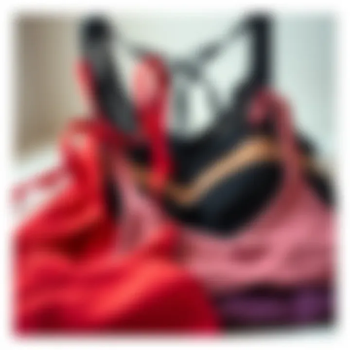 Variety of fabrics used in bralette workout tops