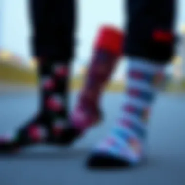 Artistic representation of the evolution of fashion with photo socks