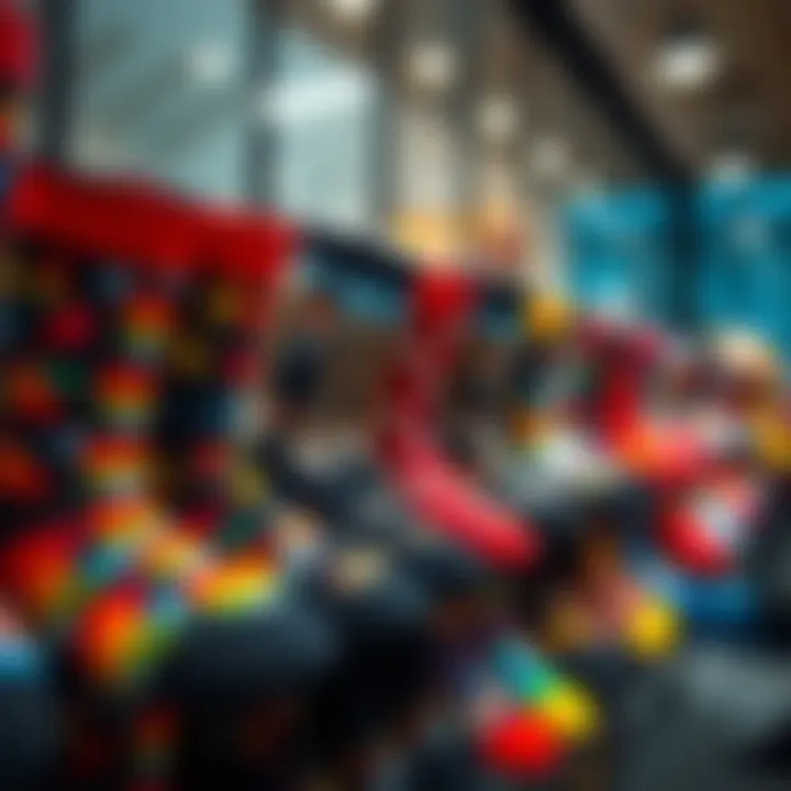 Creative display of personalized photo socks showcasing vibrant designs