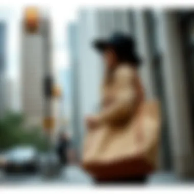 City tote in an urban setting, highlighting versatility