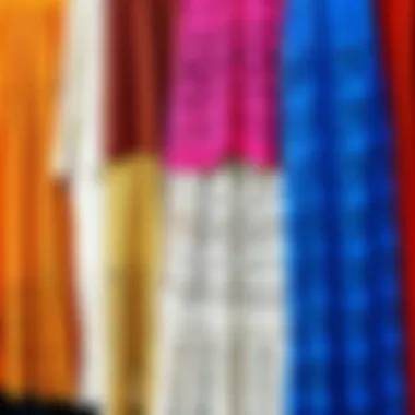 A vibrant display of different crochet cover-up skirts in various styles and colors.