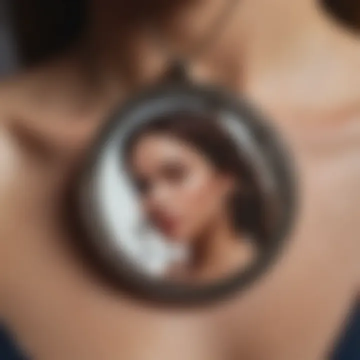 Close-up view of a two-sided picture pendant displaying personal memories