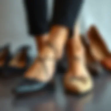 Variety of ballet flats with criss-cross strap styles