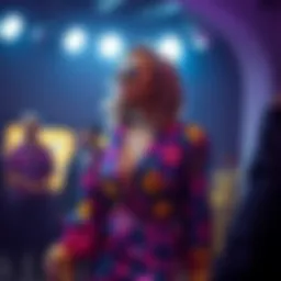 Vibrant disco outfit showcasing sequins and bold patterns