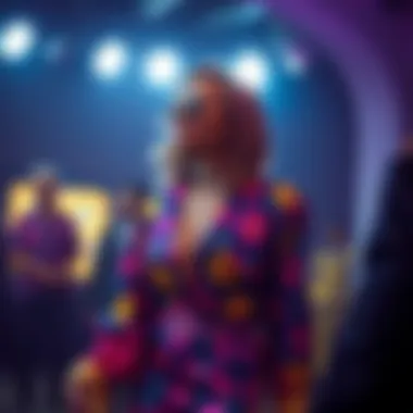 Vibrant disco outfit showcasing sequins and bold patterns