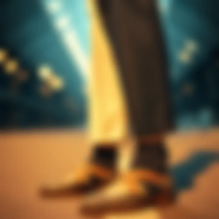 Fashionable outfit complemented by shoes with elastic straps