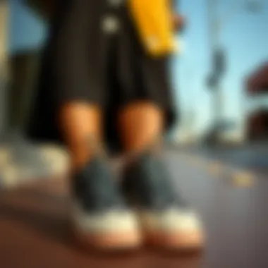 Fashionable outfit paired with polka dot shoelaces