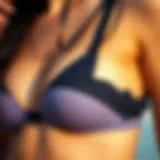 Close-up view of the invisible strap bikini design showcasing its unique structure and material