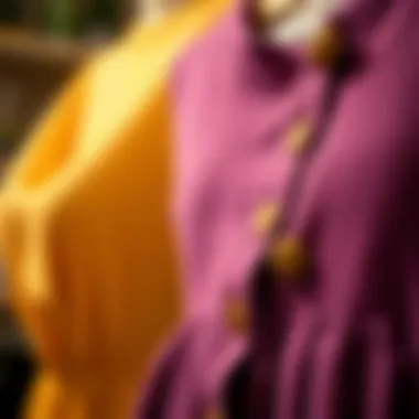 Variety of fabrics used for knit button front dresses