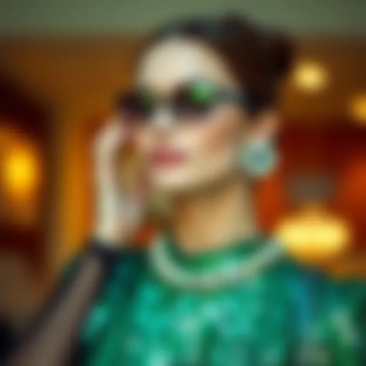 Stylish accessories paired with a mock neck sequin dress