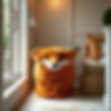 A chic interior featuring a fox laundry basket as a decor element