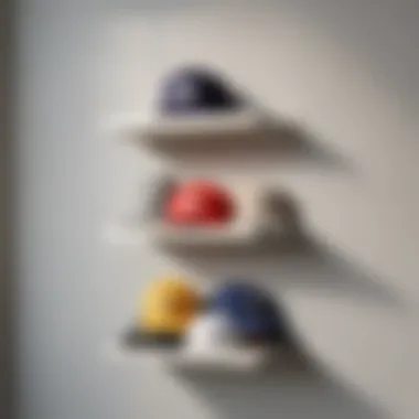 Minimalist baseball cap shelf integrated into modern interior decor