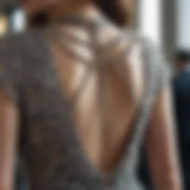 Close-up of unique chain detailing on the dress