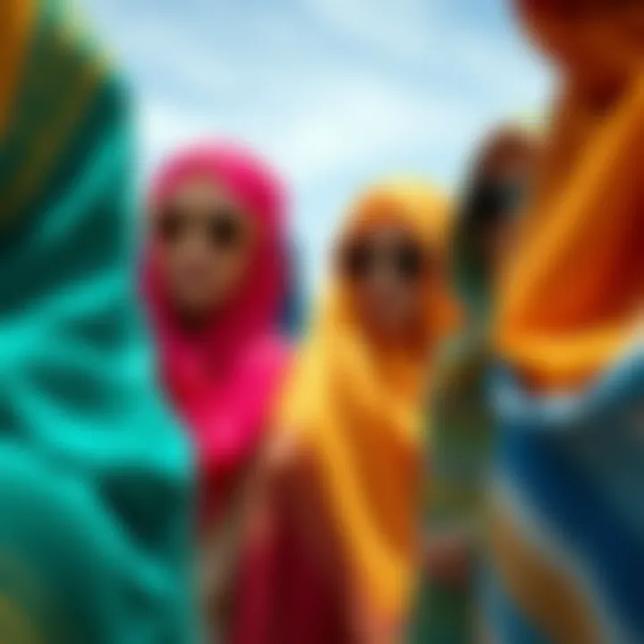 Various UV protection shawls in an array of colors and designs