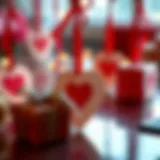 Artistic display of heart-shaped gift tags