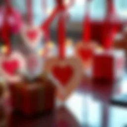 Artistic display of heart-shaped gift tags