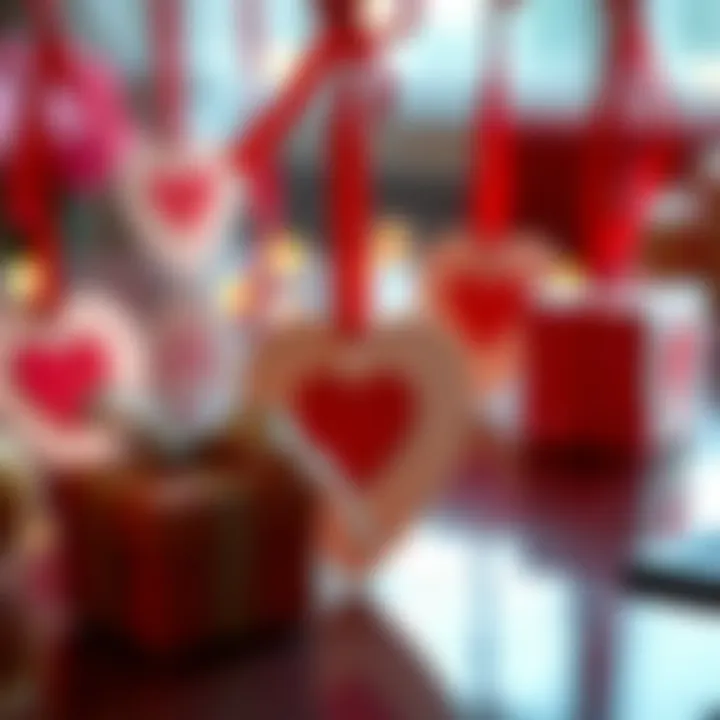 Artistic display of heart-shaped gift tags