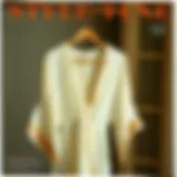 Elegant slip and robe set displayed on a vintage hanger