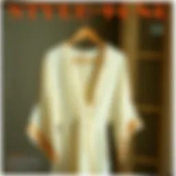 Elegant slip and robe set displayed on a vintage hanger