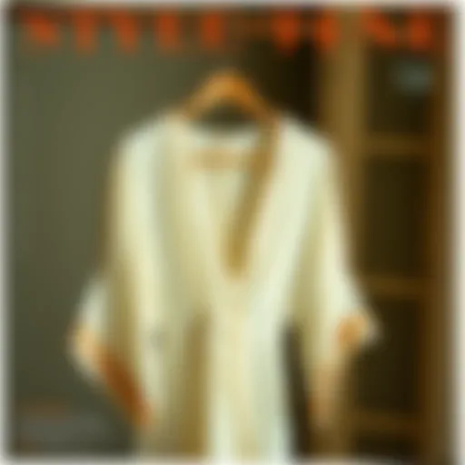 Elegant slip and robe set displayed on a vintage hanger