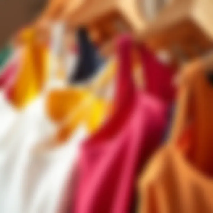 A vibrant array of tank tops showcasing various fabric textures and colors