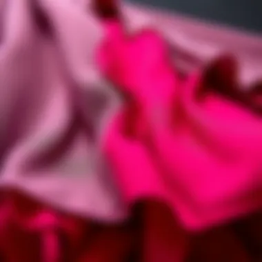 Close-up of fabric textures used in tail skirts