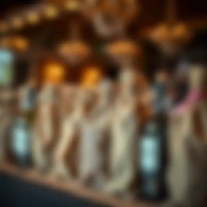 Elegant burlap wine bags displayed at a wine tasting event