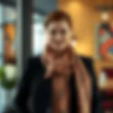 Elegant scarf with magnetic clasp showcased in a stylish setting