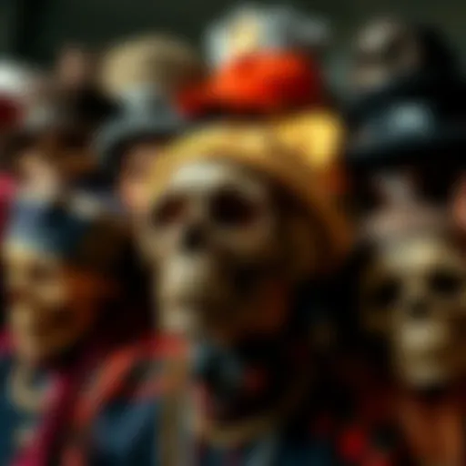 Diverse Styles of Skull Caps A collection of skull caps in various styles and colors